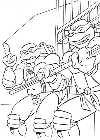 Michelangelo And Donatello  Coloring Page